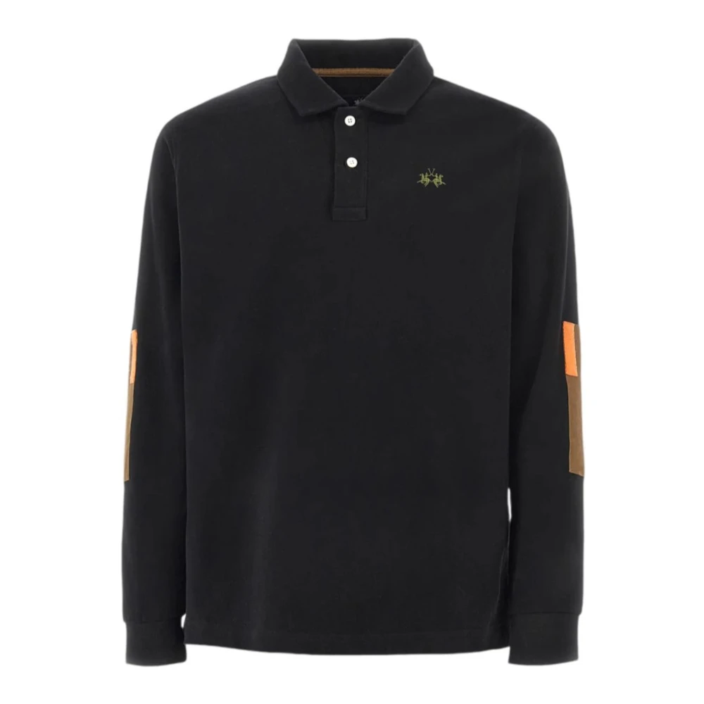 LA MARTINA Basis Zwart Herenpolo met Voorlogo Black Heren