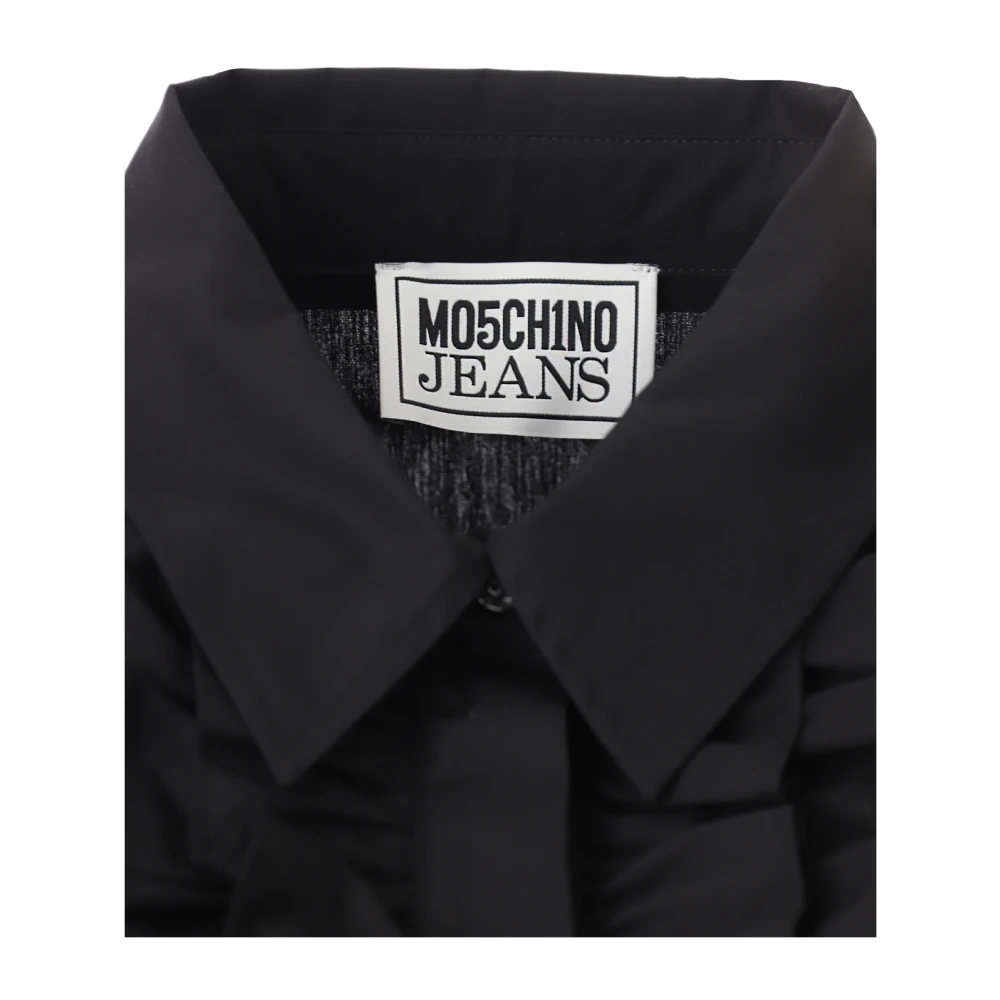 Moschino Gerimpeld Shirt in Zwart Katoen Black Dames