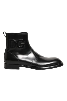 Embossed Logo Ankle Boots