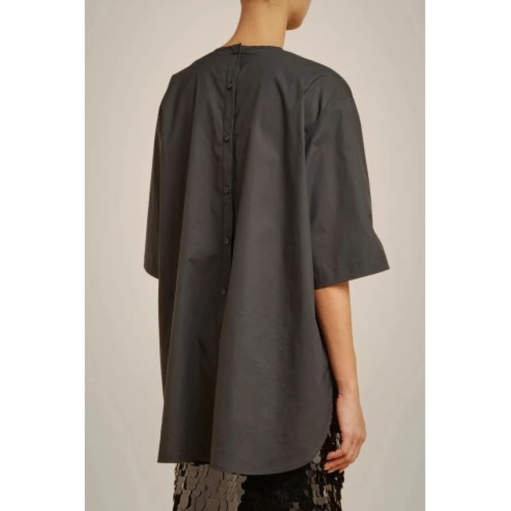 Liviana Conti Moderne Oversized Katoenen Blouse Black Dames