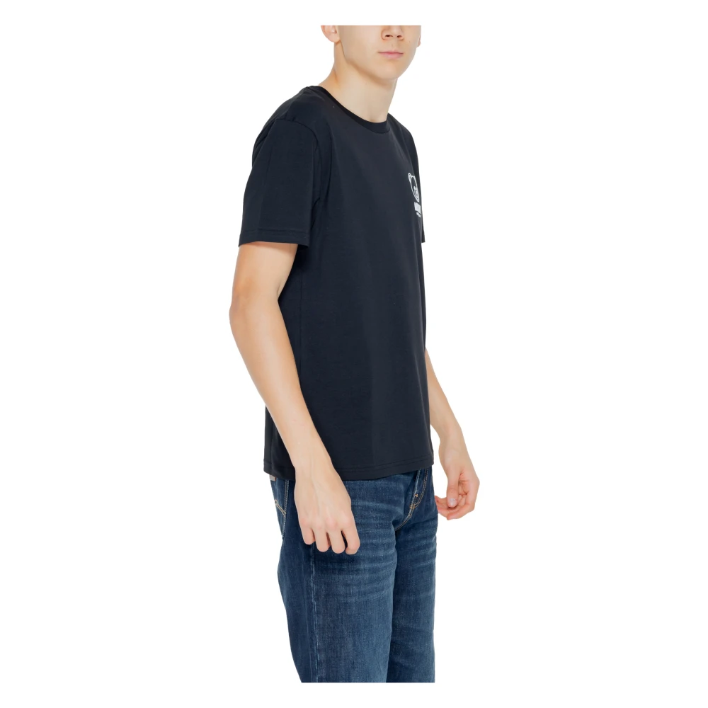 Moschino Zwart Bedrukt Ronde Hals T-shirt Mannen Black Heren