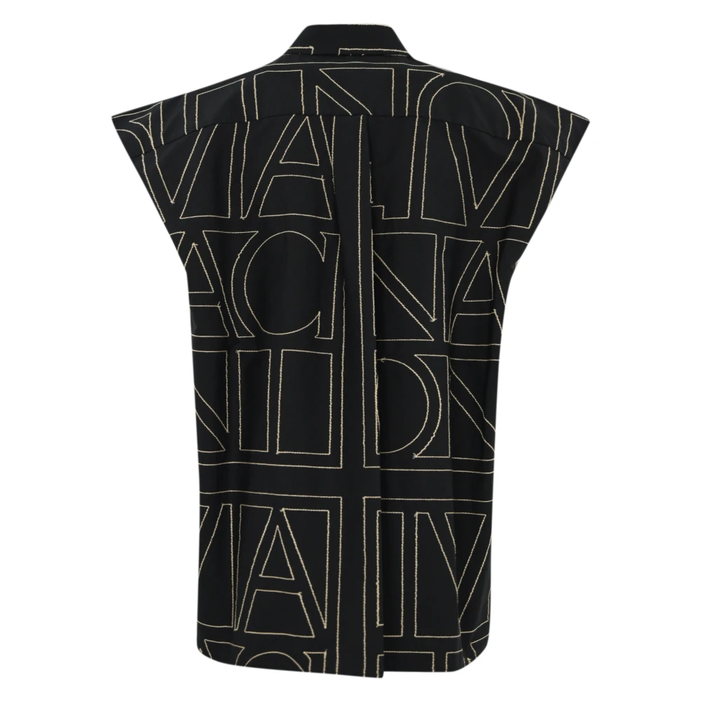 Liviana Conti Katoenen Mouwloos Shirt met Logo Borduurwerk Black Dames