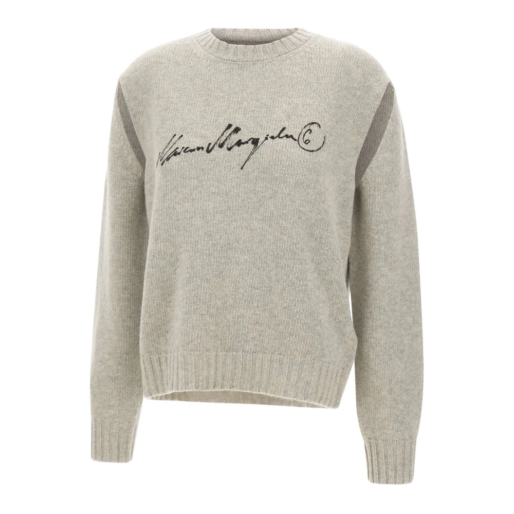 Mm6 Maison Margiela Women's Gray Crewneck Jumper - Round-Neck Knitwear - M - Knitwear