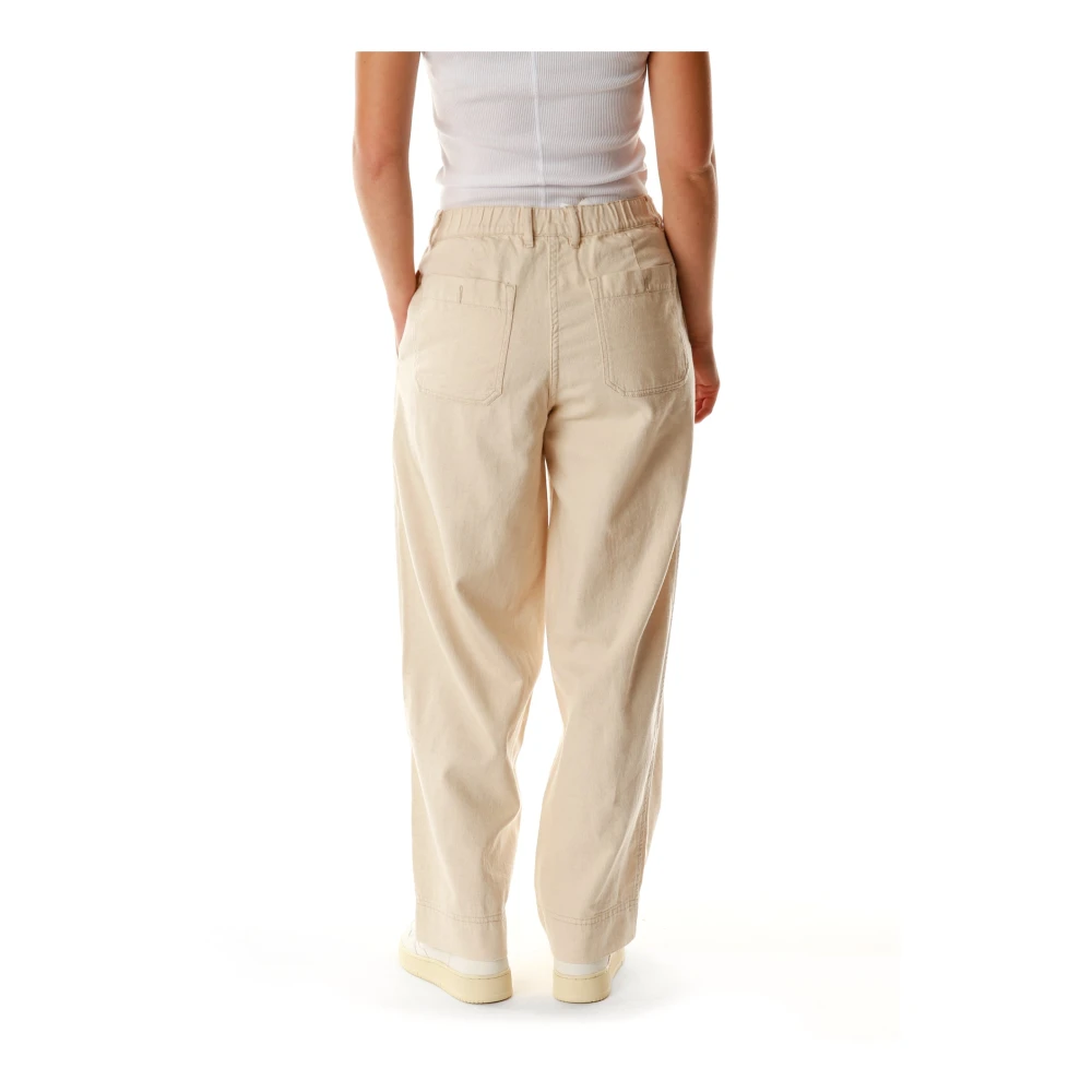 American vintage Relaxed Fit Broek met Middelhoge Taille Beige Dames