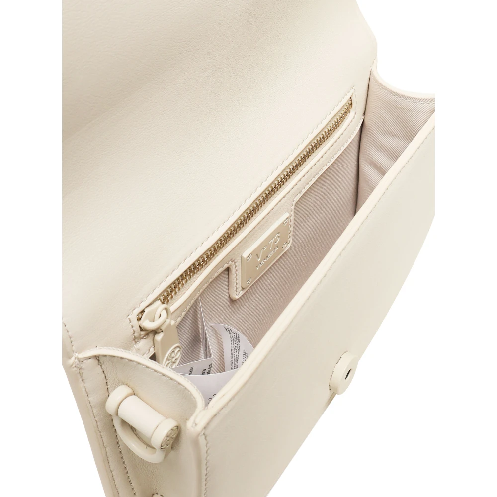 V73 Witte Schoudertas met Leren Band Beige Dames