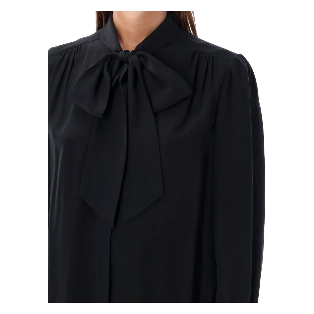 Chloé Zwarte Lavallier Zijden Shirt Black Dames