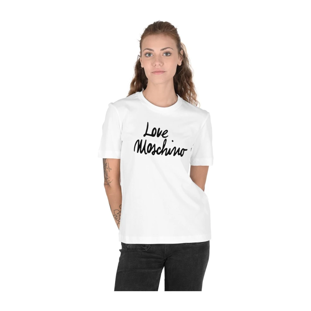 Love Moschino Damen Weiß Stilvolles Crew Neck Tee