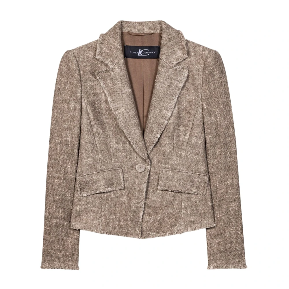 LUISA CERANO Vintage stijl tweed jasje met knoopsluiting Brown Dames
