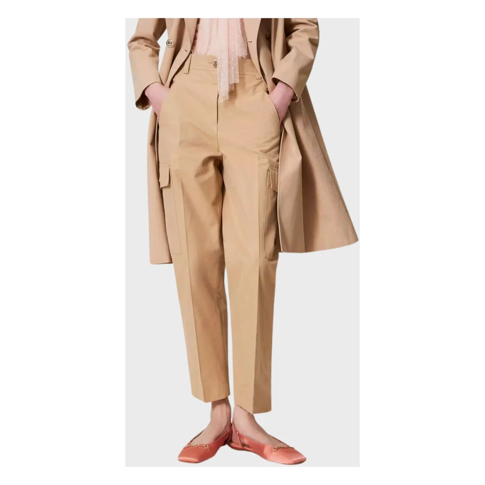 Twinset Cargo broek in katoenen keper Beige Dames