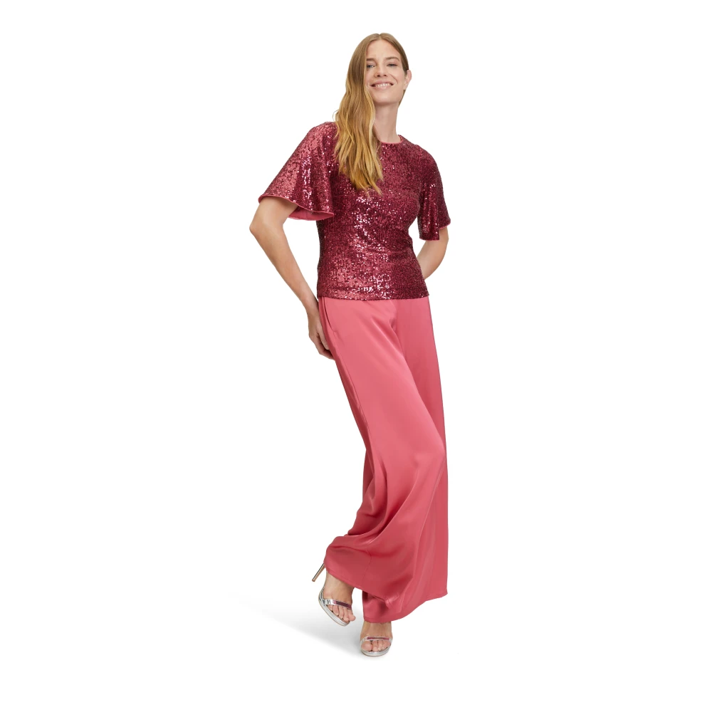 Vera Mont Paillettentop met vlindermouwen Red Dames