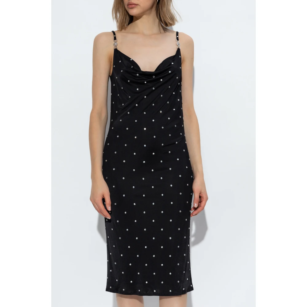 Versace Jurk met decoratieve afwerking Black Dames