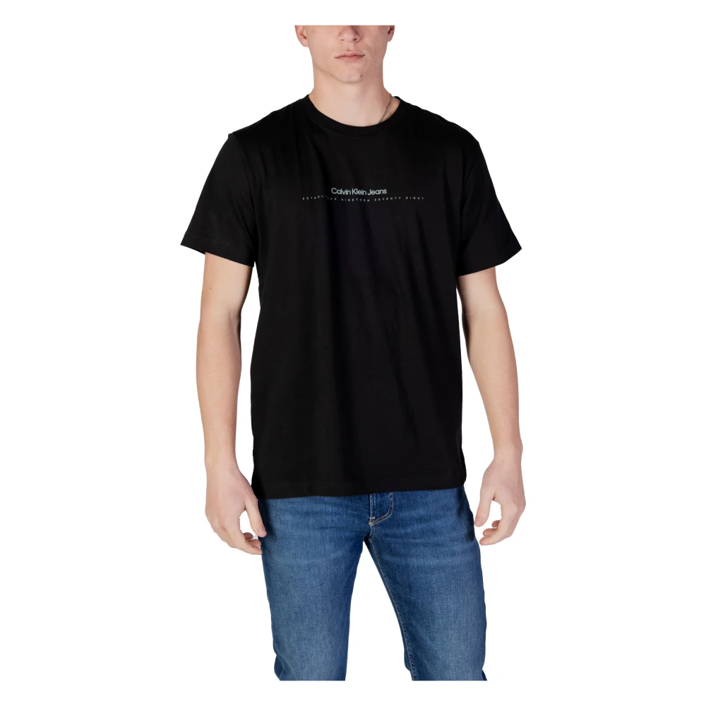 Calvin Klein Jeans Zwart Bedrukt Ronde Hals T-Shirt Black Heren