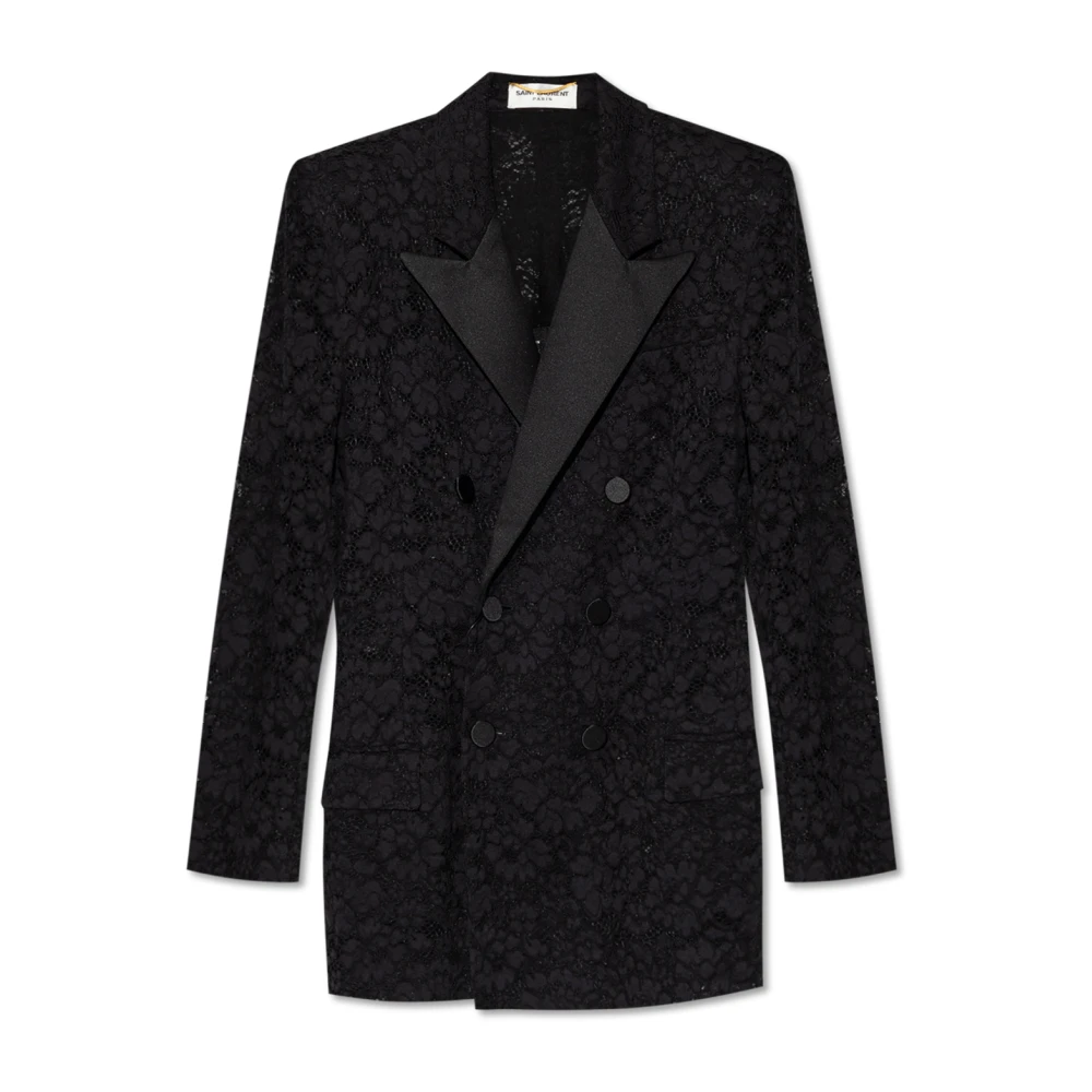 Saint Laurent Lace Blazer Black Dames