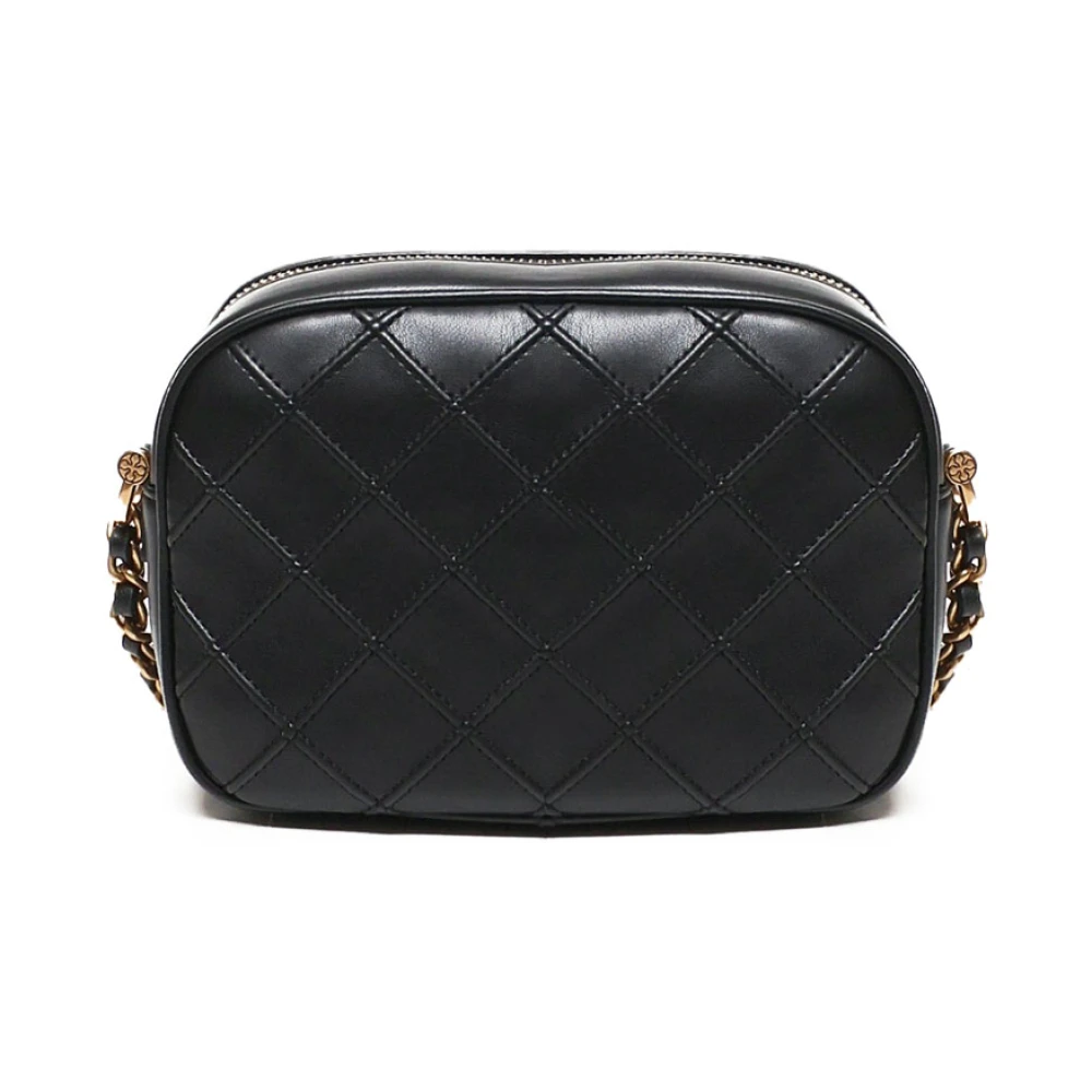 V73 Zwarte Nappa Matelassé Schoudertas met Logo Black Dames