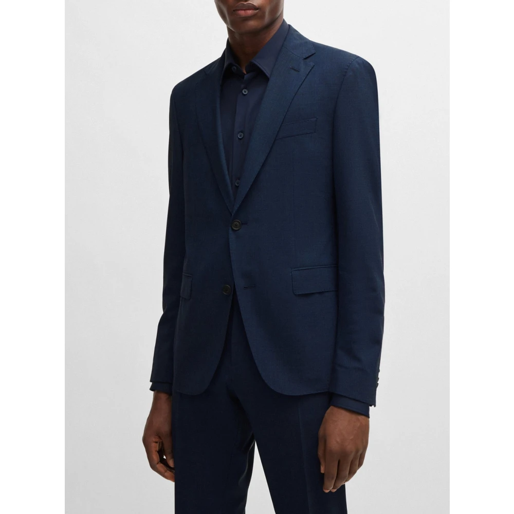Hugo Boss Blauw Wolmix Slim Fit Pak Blue Heren