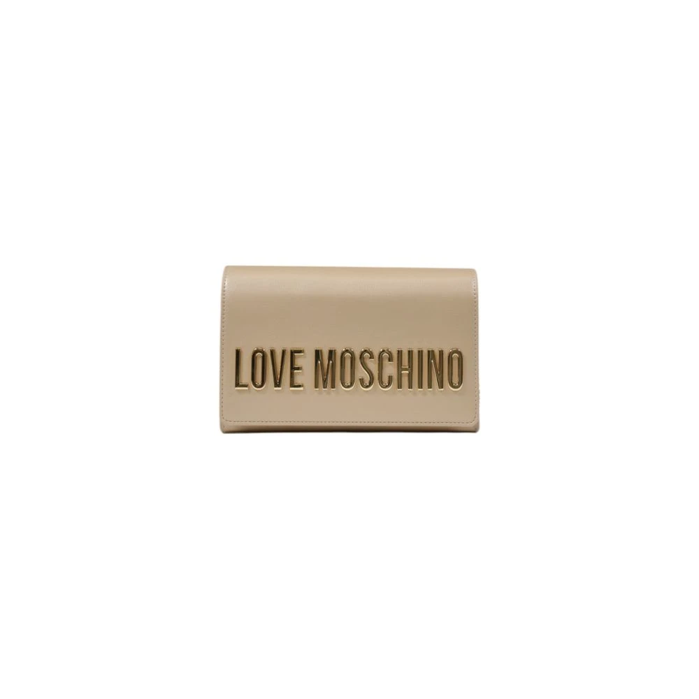 Love Moschino Gouden Polyethyleen Handtas Lente Zomer Collectie Yellow Dames
