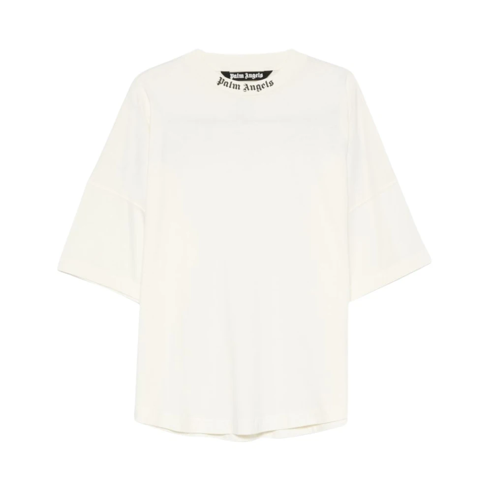 Palm Angels Logo Print T-Shirt - Male - T-Shirts - White - M - Tops