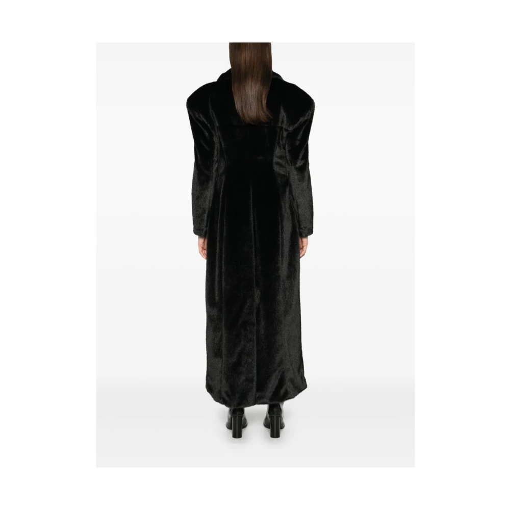 Gcds Zwarte Faux-Fur Jas met Sjaal Detail Black Dames