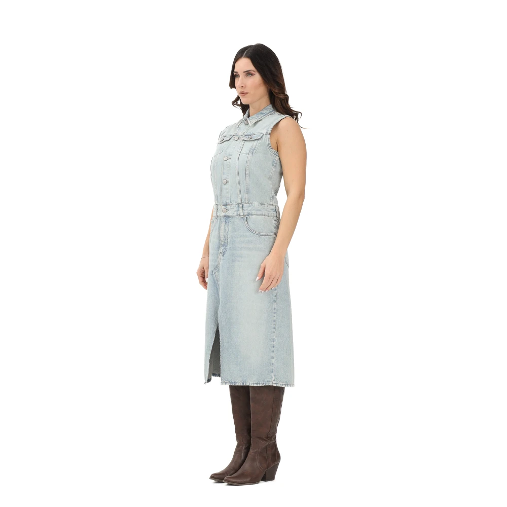 Maison Margiela Vrouw Blauw Kleedjes Dames, M, Denim, Midi Jurk