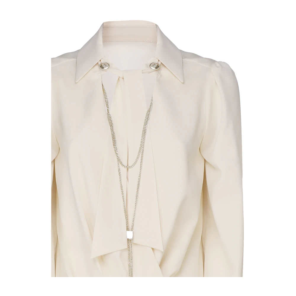 Guess Beige Shirt met Italiaanse Kraag Beige Dames