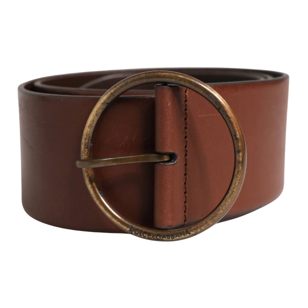 Dolce & Gabbana Men's Brown Belts, One Size, Wide Waist Metal Round Belt