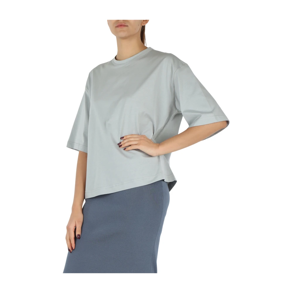 Fabiana Filippi Oversized Katoenen T-shirt met Metalen Details Gray Dames