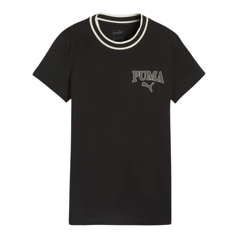 Puma Zwarte en witte Squad Logo T-shirt Black Dames