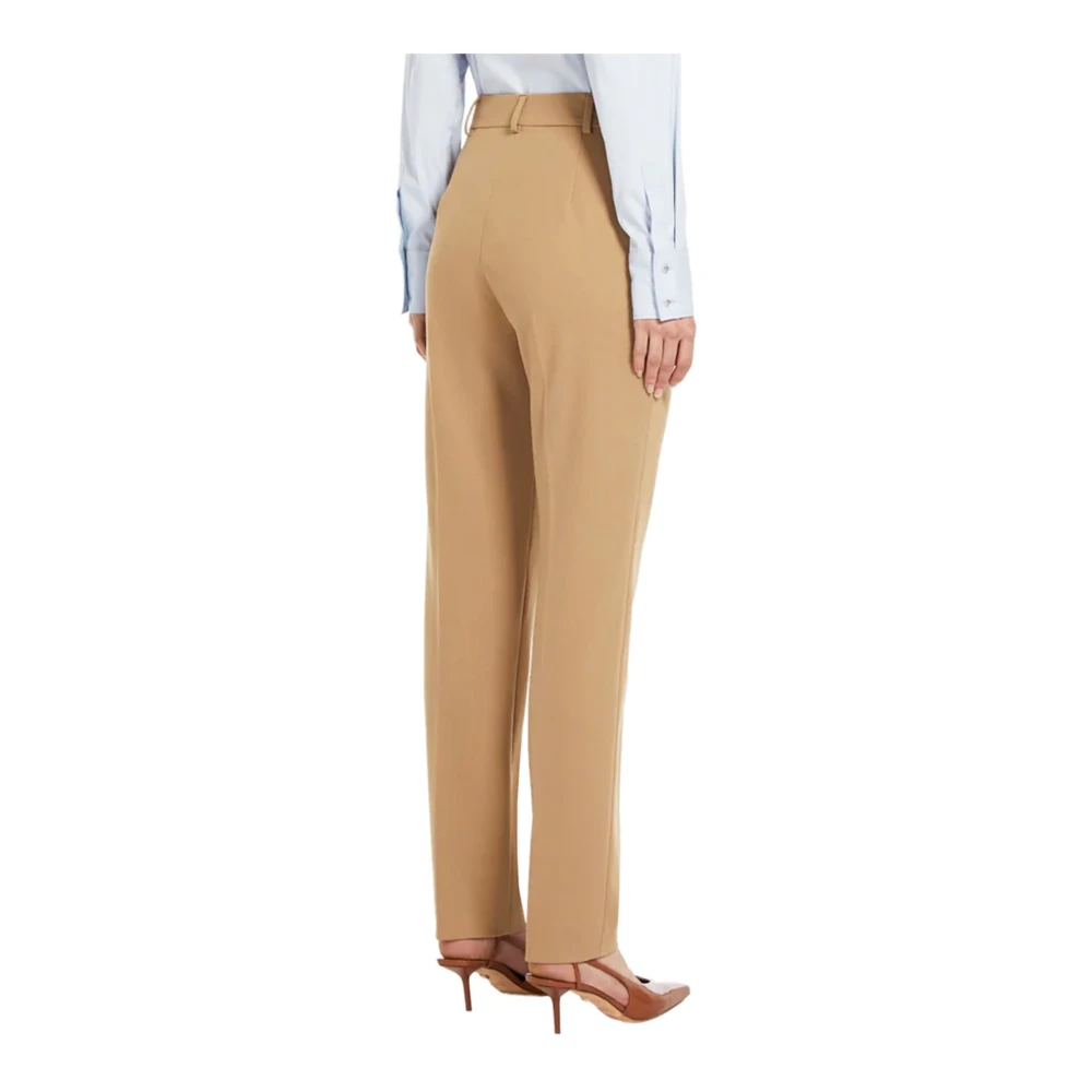 Max Mara Studio Bruine Elegante Geplooide Broek Beige Dames