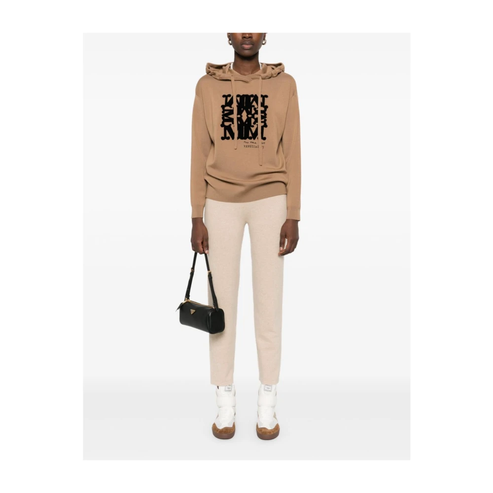 Max Mara Beige Sweater met Trekkoord Capuchon Beige Dames