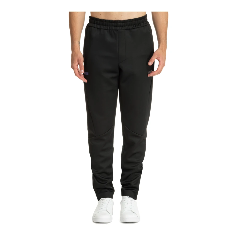 Emporio Armani EA7 Middelhøjt Taille Koordsluiting Sweatpants Effen Logo Black Heren