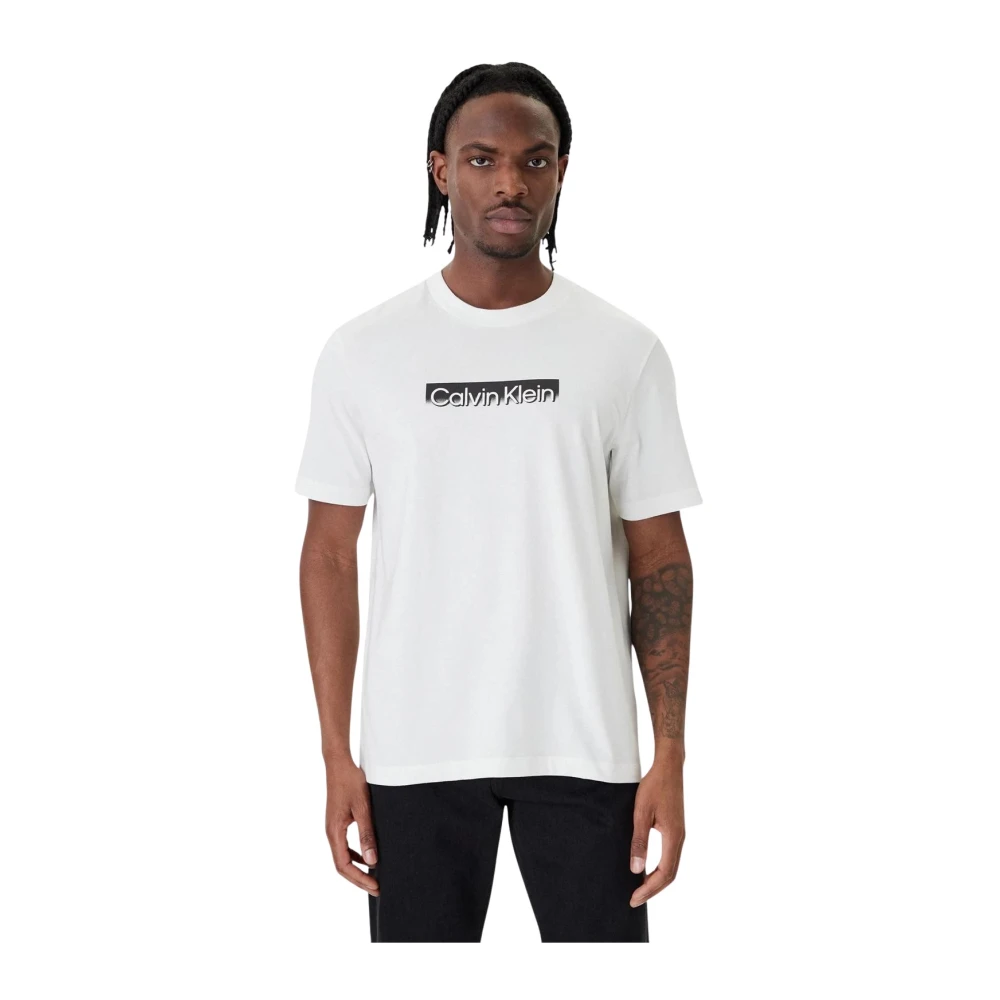 Calvin Klein Uomo Bianco T-Shirt Manica Corta Con Logo - Immagine 3