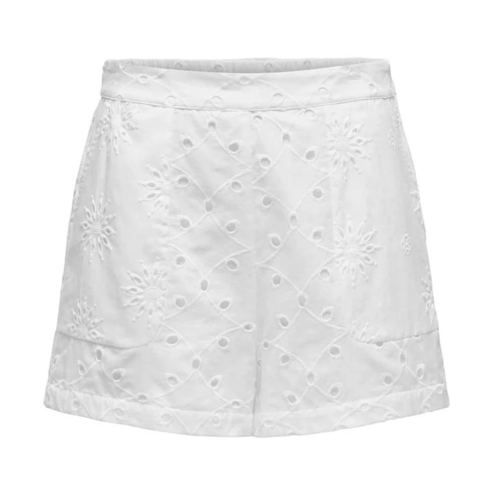 Only Witte Katoenen Casual Shorts Vrouwen White Dames