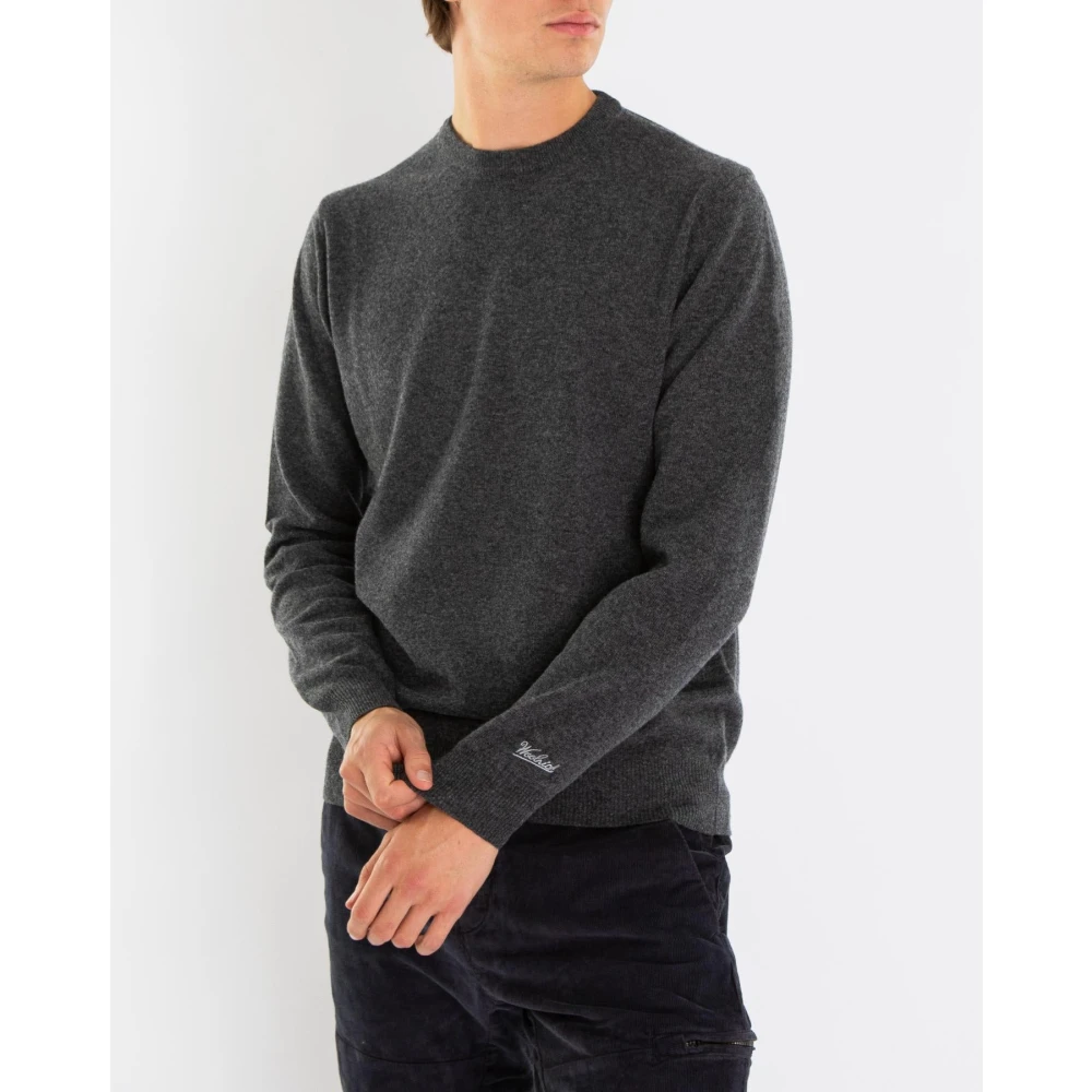 Woolrich Lamswol Crewneck Trui Gray Heren