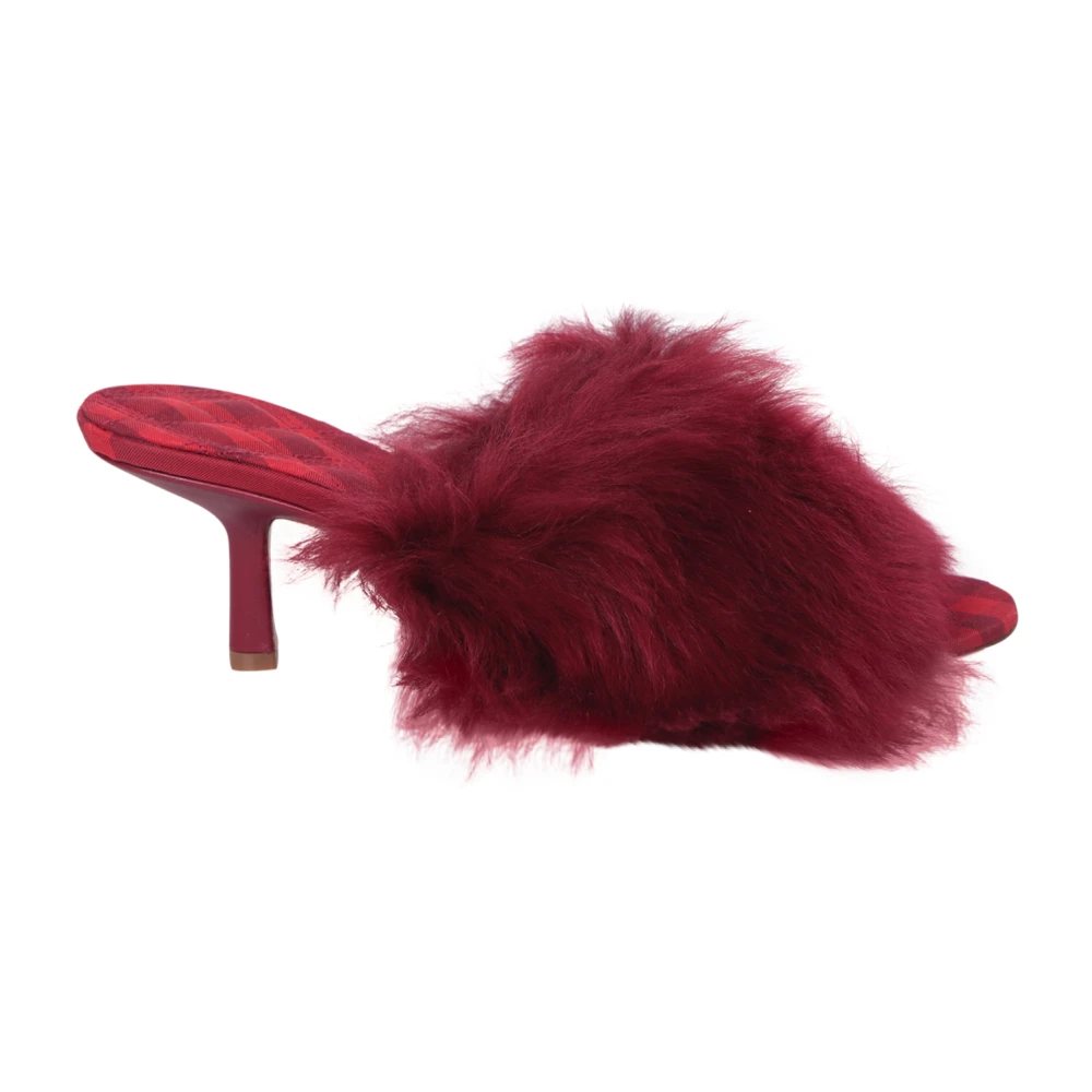 Burberry Women's Red Heeled Mules, 3 Uk, Shearling Sandals For