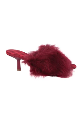 Röda Shearling Sandaler för Kvinnor