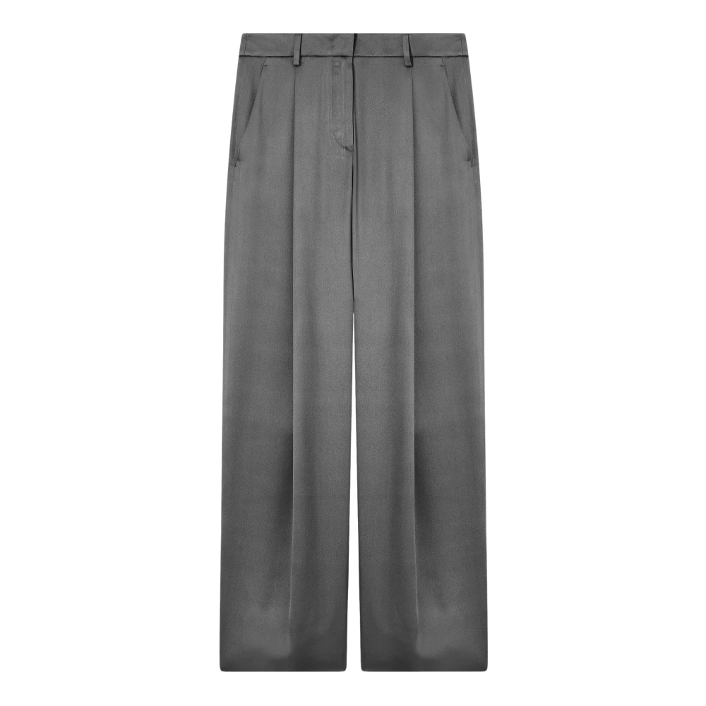 Giorgio Armani Women's Gray Silk Double Satin Single-Pleat Trousers