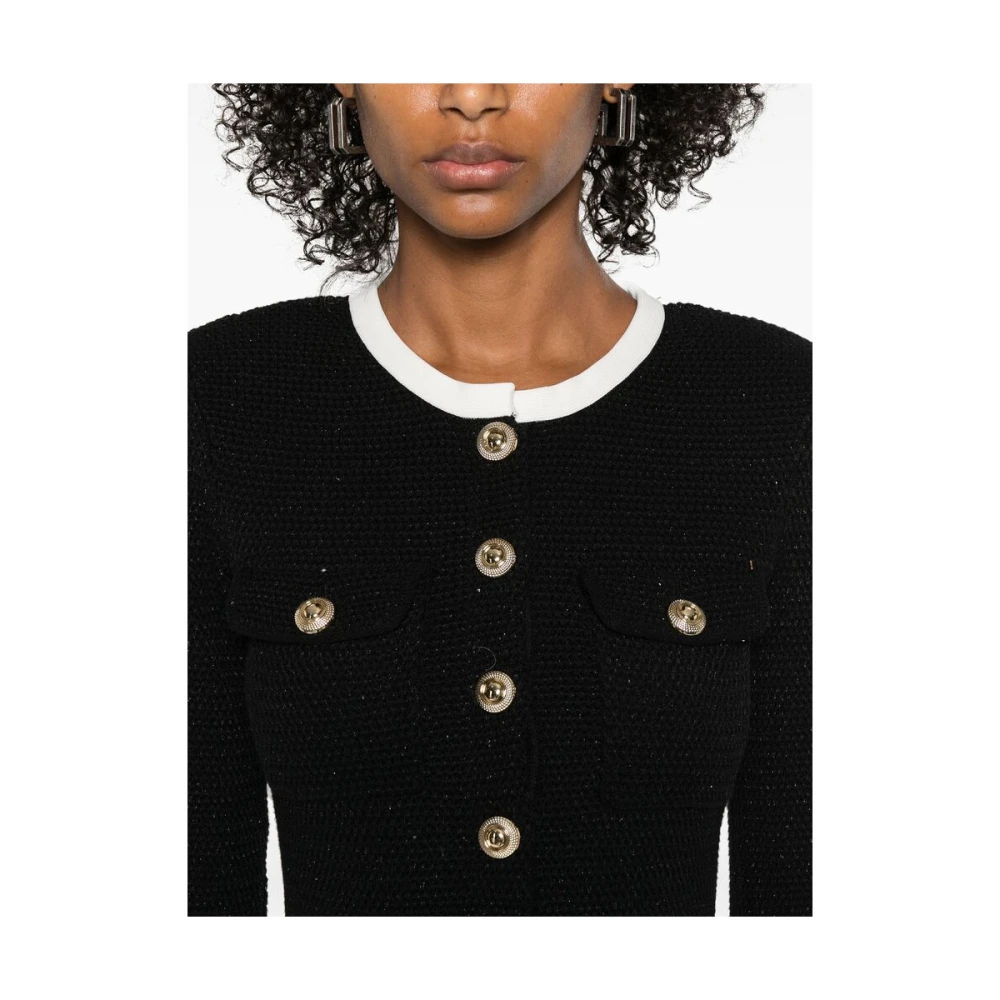 Self Portrait Pailletversierde Zwarte Knoopjurk Black Dames