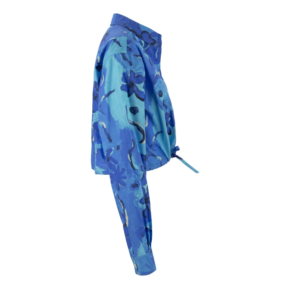 Marni Katoenen shirt met trekkoord en Flaminia Veronesi-print Blue Dames