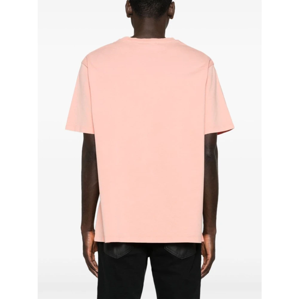 Balmain Zalmroze Logo Geborduurde Jersey Tee Pink Heren