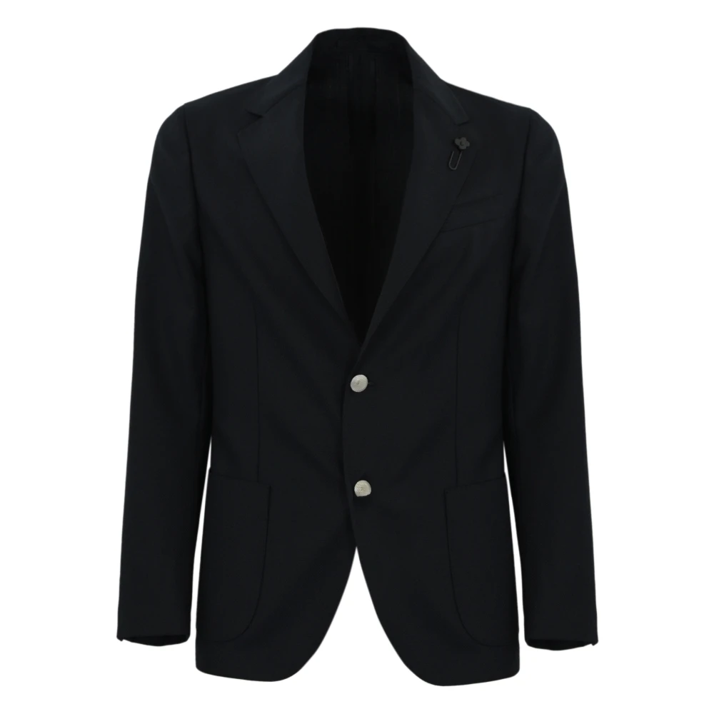 Lardini Blauwe Wol Herenjas Klassieke Stijl Blue Heren