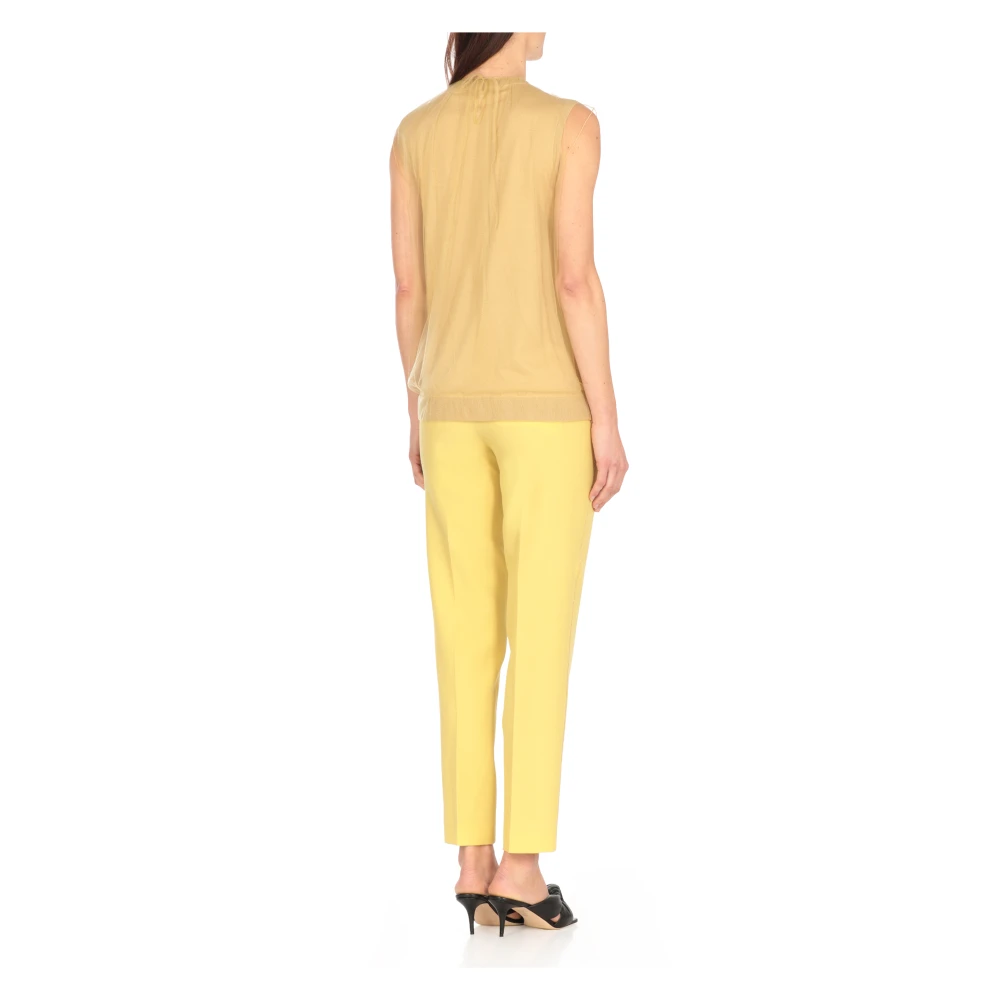 Fabiana Filippi Gele Kasjmier Zijden Trui Tule Detail Yellow Dames