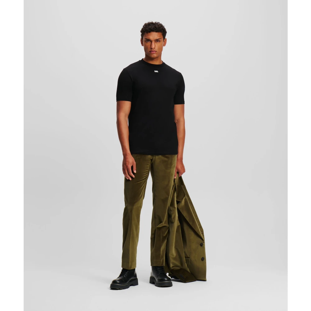 Karl Lagerfeld Zwart T-shirt met contrasterend logo bij de hals Black Heren
