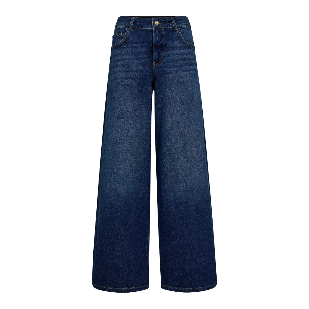 Mos Mosh Women's Blue Wide Jeans, W24, Dark Jeans