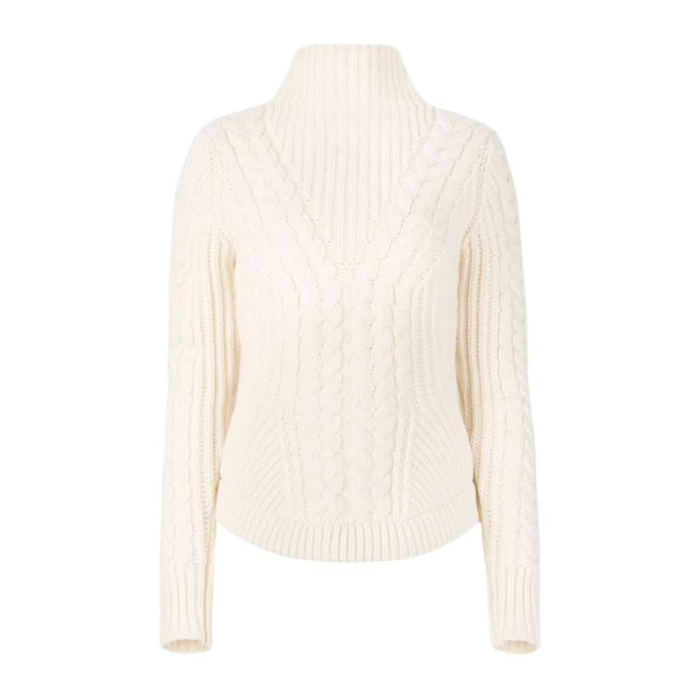 Nina Ricci Twisted Wool Turtleneck Sweater in Beige Dames