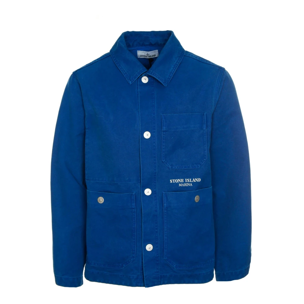 Stone Island Kent Kraag Overshirt Blue Heren
