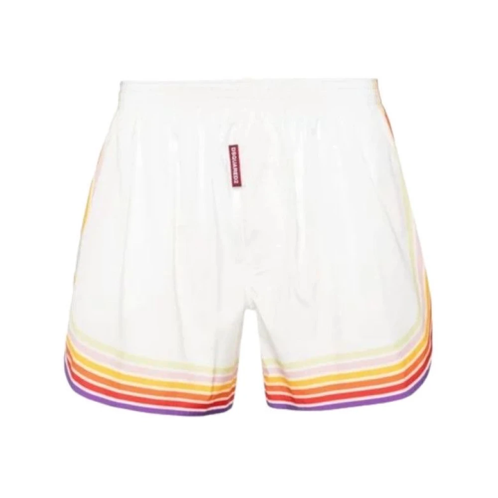 Dsquared2 Men's White Midi Swim Trunks For - Beachwear - L - Swimwear