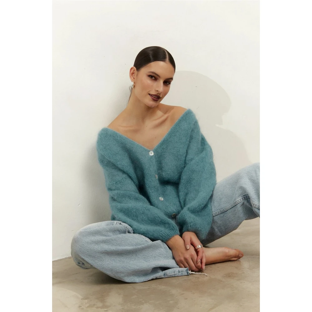American Dreams Batik-geïnspireerde Mohair Cardigan Blue Dames