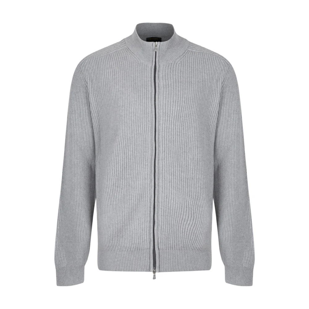 Gran Sasso Lichtgrijze Cardigan Met Volledige Rits Gray Heren