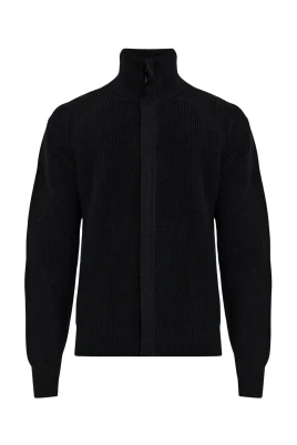 Cardigan med hel dragkedja och polokrage