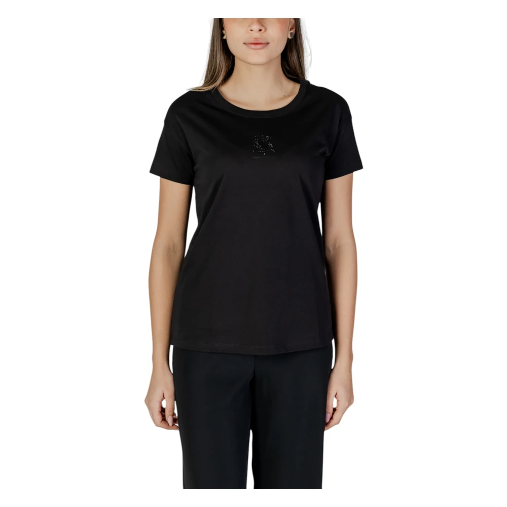Armani Exchange Zwarte Katoenen T-shirt voor Vrouwen Black Dames